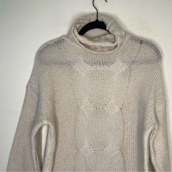 Aerie Oversized Cable Knit Wool Blend Turtle Neck Sweater - Picture 2 of 5